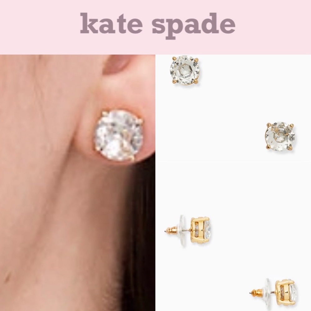 Kate Spade Clear Gold Plated Gumdrop Crystal Stud Earrings O/S - Picture 9 of 9